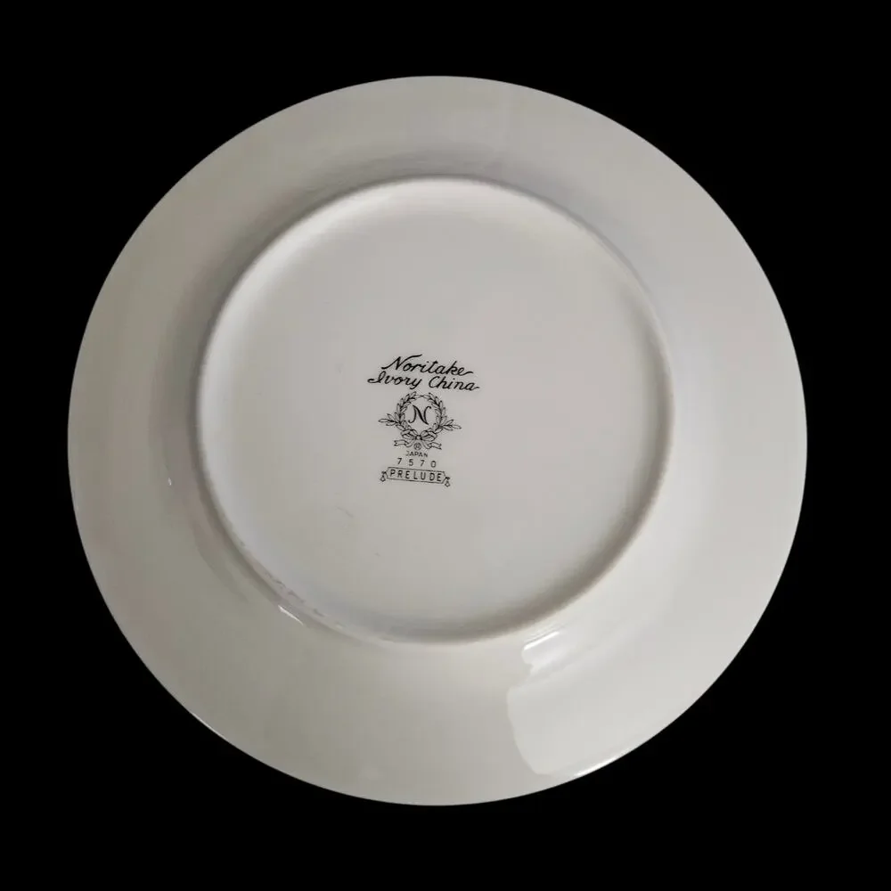 Noritake Prelude 7570 Bread Plates Set of 2 Ivory China Black Scroll Japan